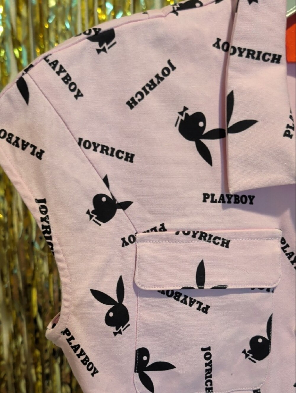 🔥JOYRICH x Playboy Pink Bunny Logo Button-Front Mini Dress Size M - Picture 6 of 8
